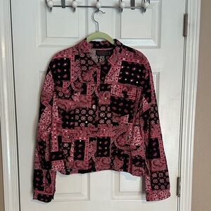 Women's Pink and Black Patterned Jacket